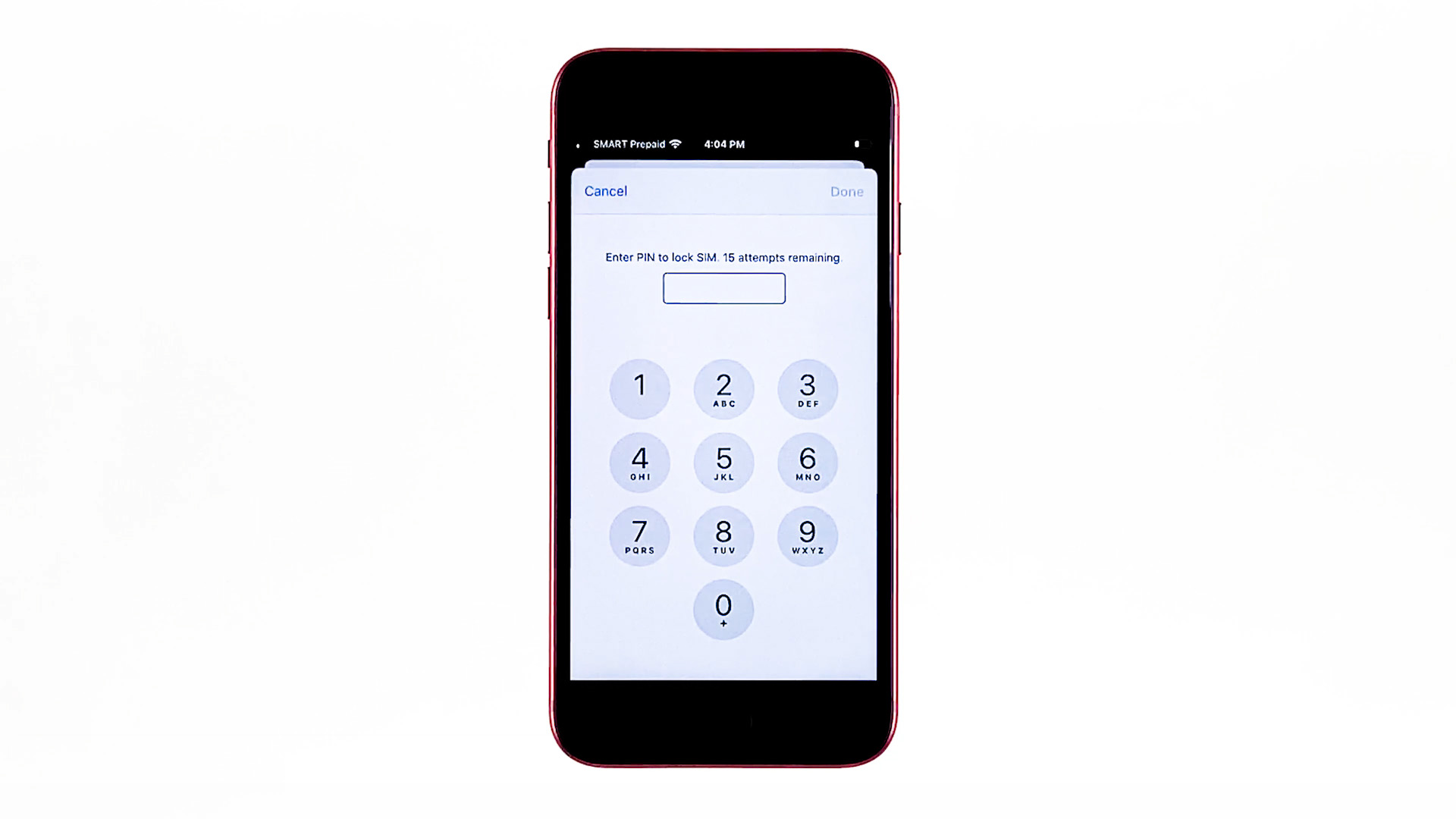 set-change SIM PIN iPhone SE 2020 - type code