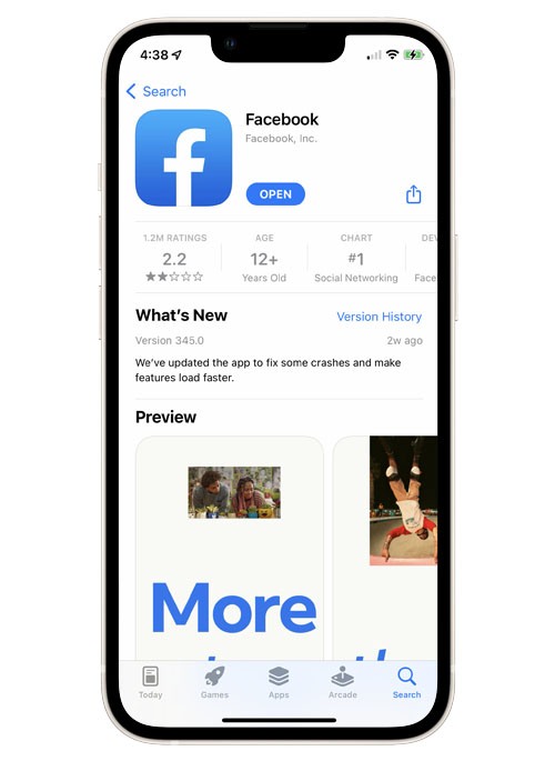 facebook iphone 13