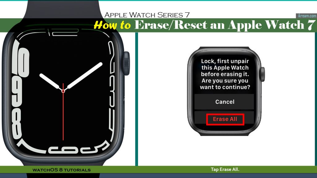 factory reset apple watch7 eraseall
