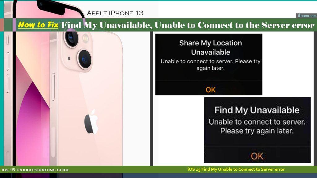 find my unable to connect to server error iphone13 featured
