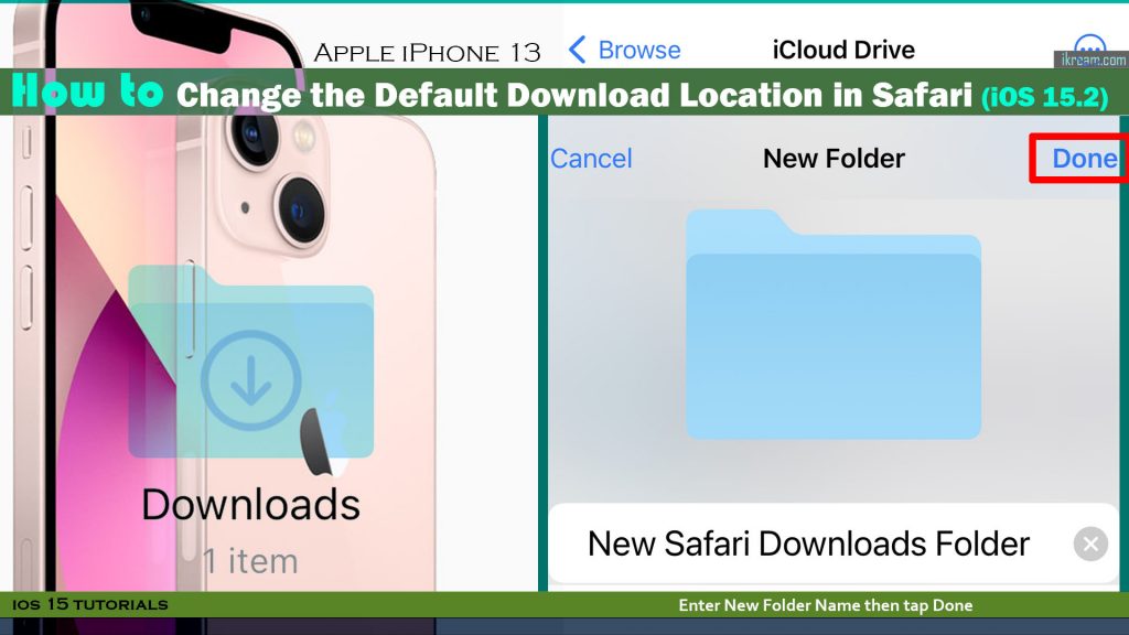 change default safari download location iphone13 namefolderdone