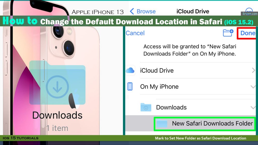 change default safari download location iphone13 setnewfolder