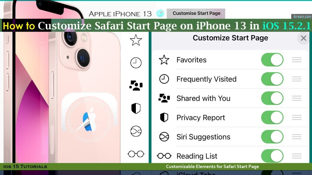 customize safari start page iphone13 ios15 spelements