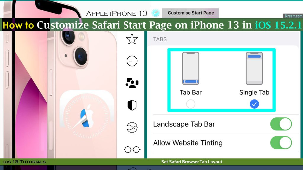 customize safari start page iphone13 ios15 tablayout