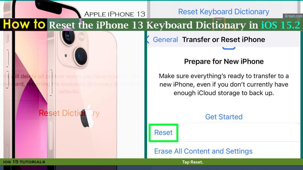 reset keyboard dictionary iphone13 reset