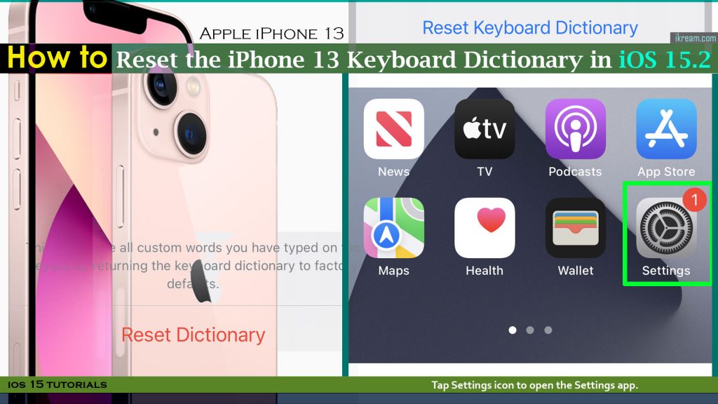 reset keyboard dictionary iphone13 settings