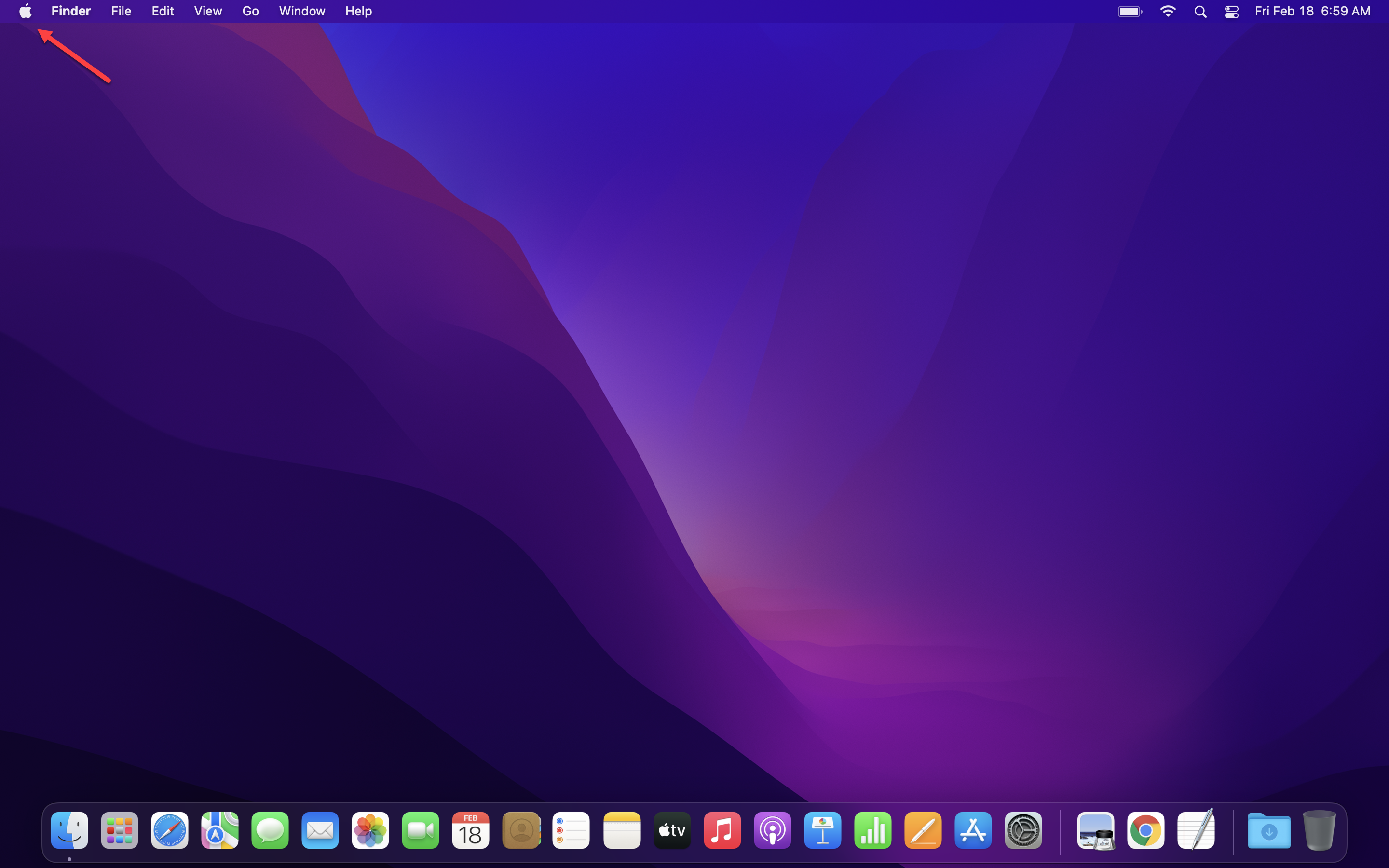Click the Apple icon