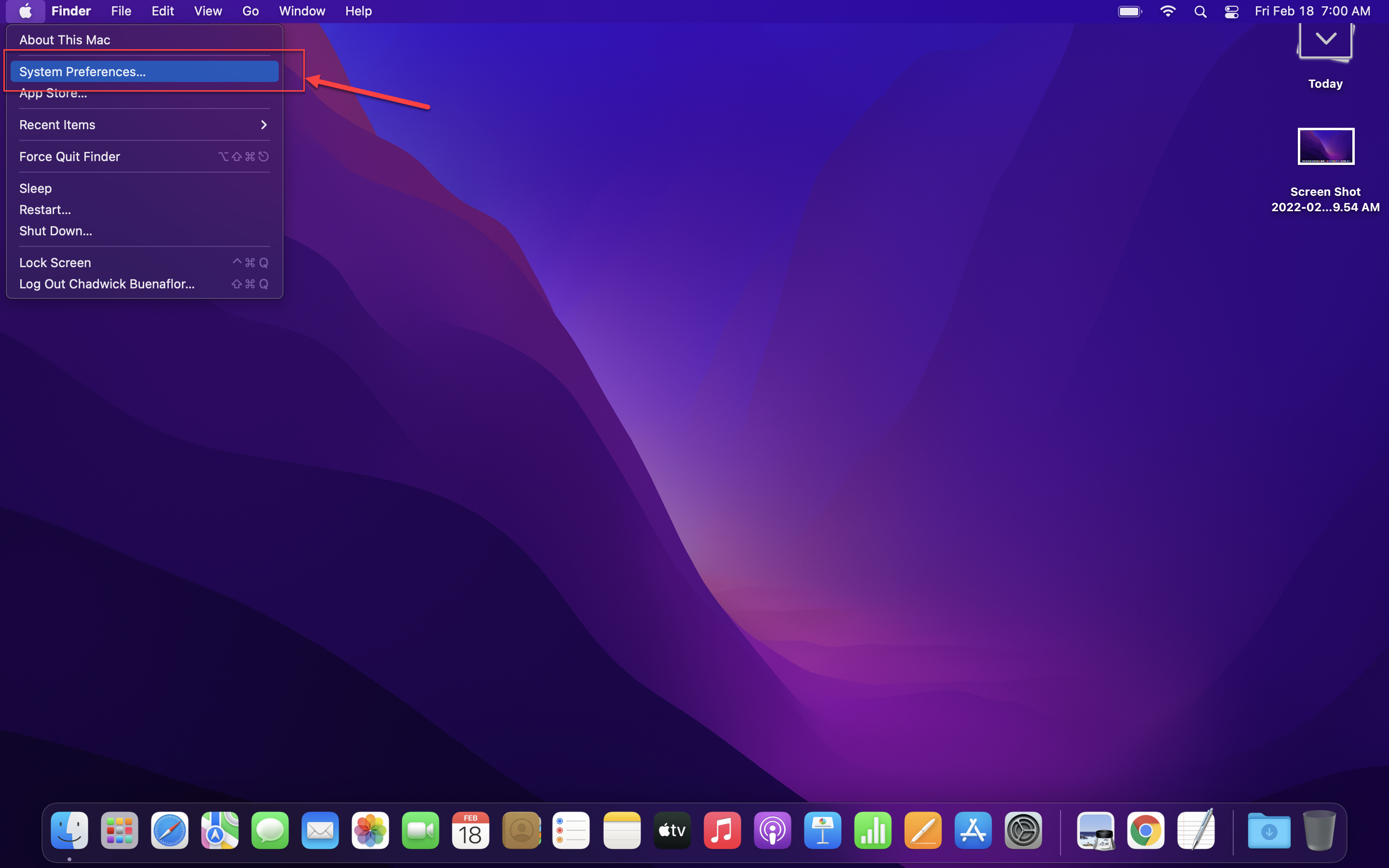 Click System preferences