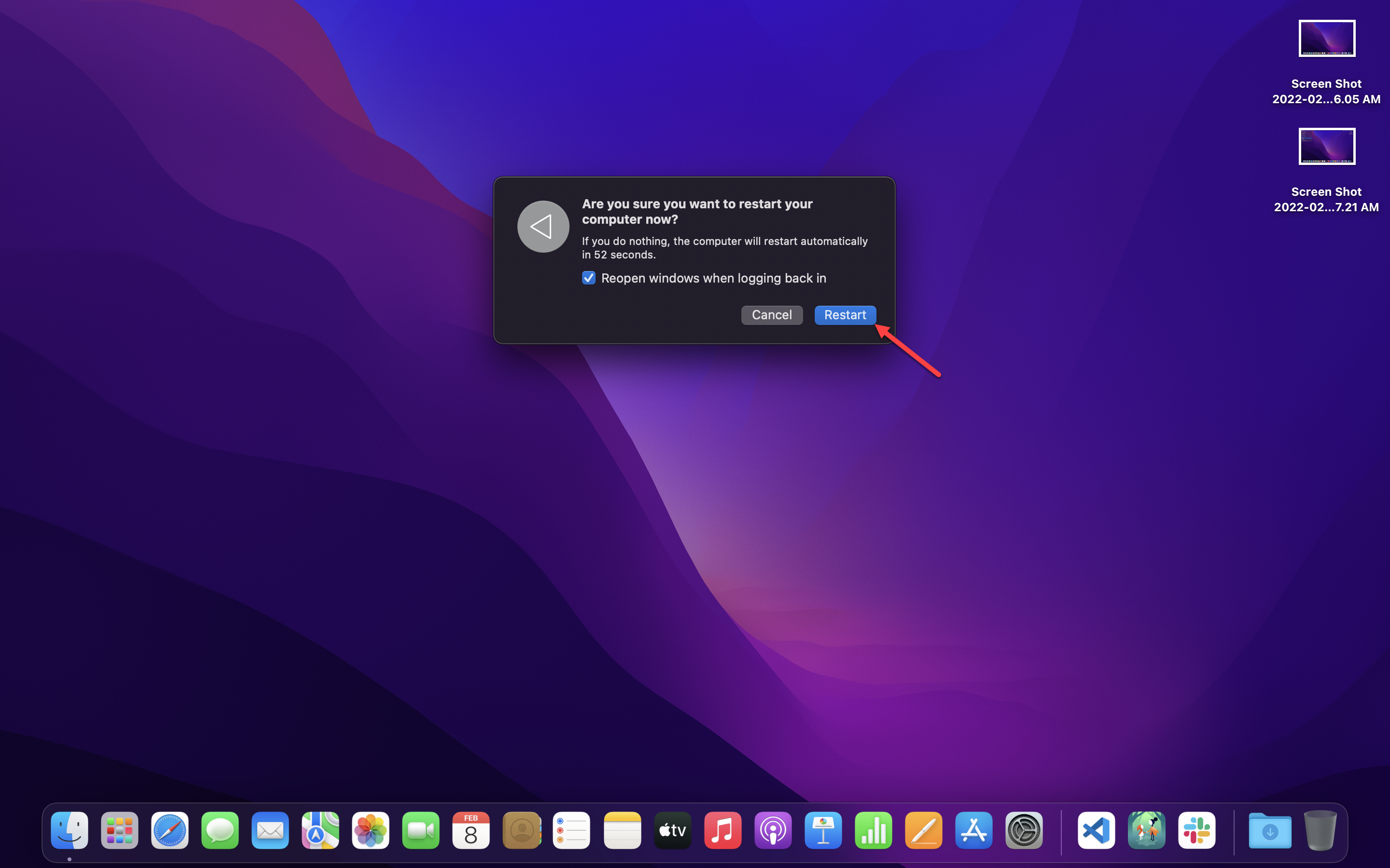 Click Restart again