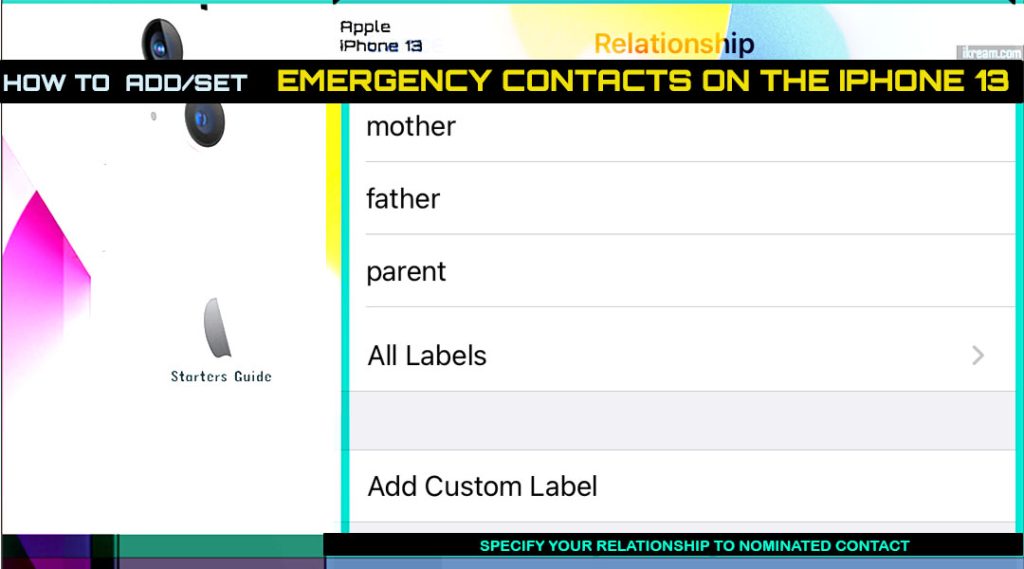 add set emergency contact on iphone13 RELATION