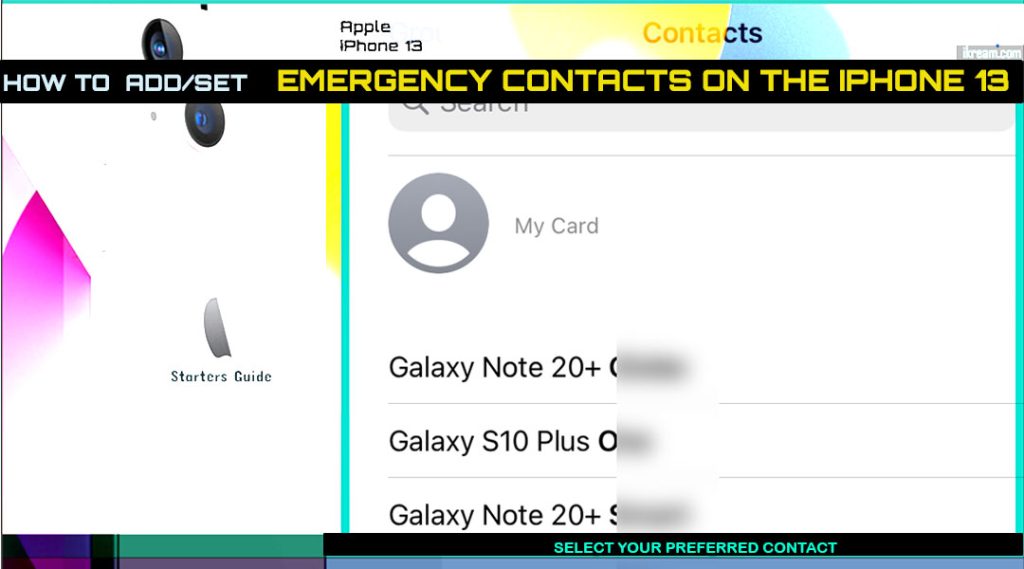 add set emergency contact on iphone13 select