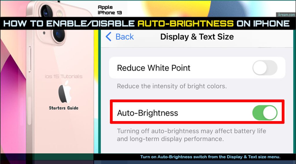 How to Enable/Disable Auto-Brightness on iPhone 13 5 enable disable auto brightness iphone13 ios15 on