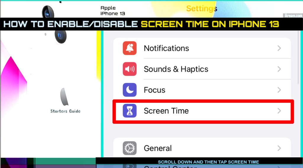 How to Turn Screen Time On and Off on iPhone 13 3 enable disable screen time iphone13 ST