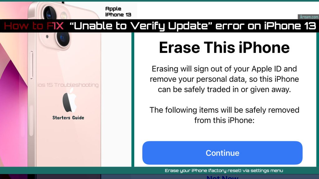 How to Fix “Unable to verify update” error on iPhone 13 (iOS 15 or higher) 7 fix iphone13 unable to verify update error factory reset