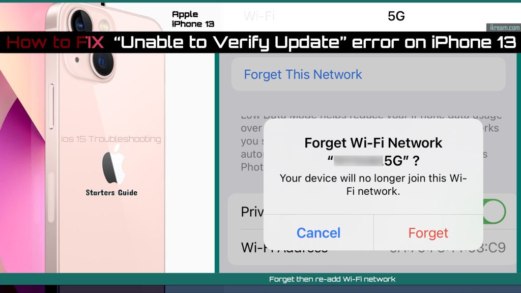 fix iphone13 unable to verify update error forget wifi