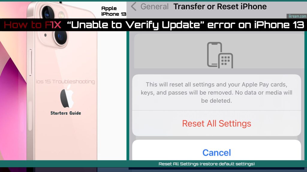 fix iphone13 unable to verify update error resetall