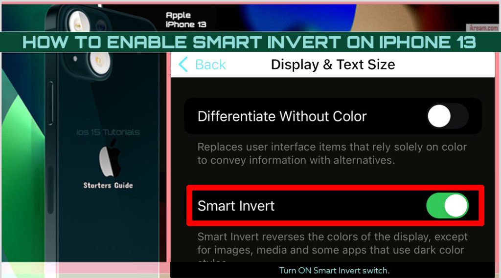 how to enable smart invert iphone13 ON