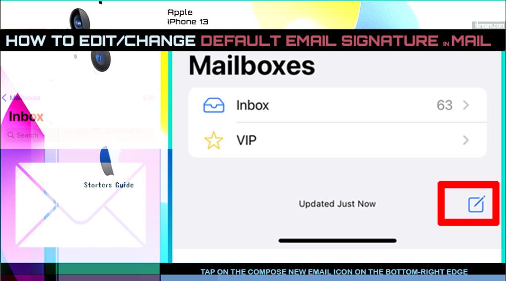 change default email signature iphone13 mail COMPOSE