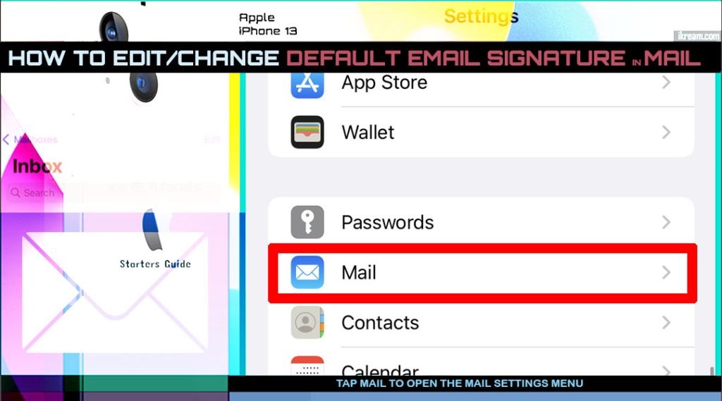 change default email signature iphone13 mail MAIL