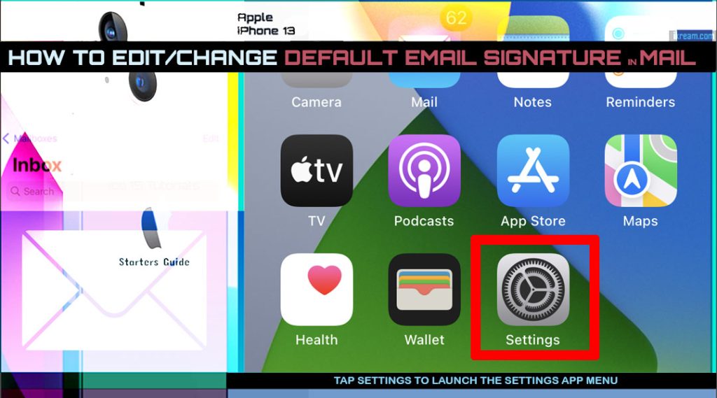change default email signature iphone13 mail SETTINGS