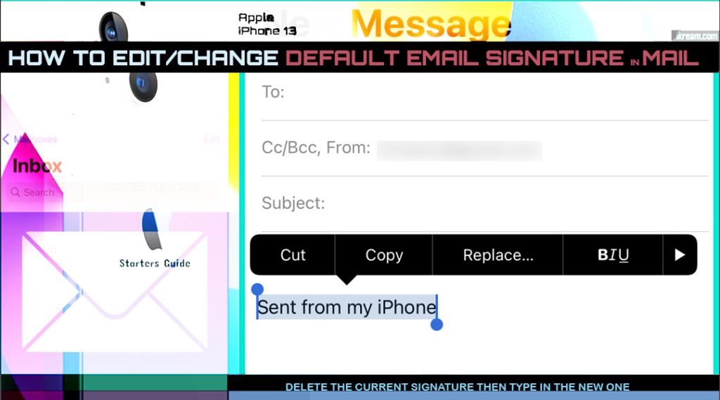 change default email signature iphone13 mail TYPE NEW