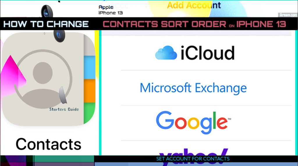 change iphone13 sort contacts order account