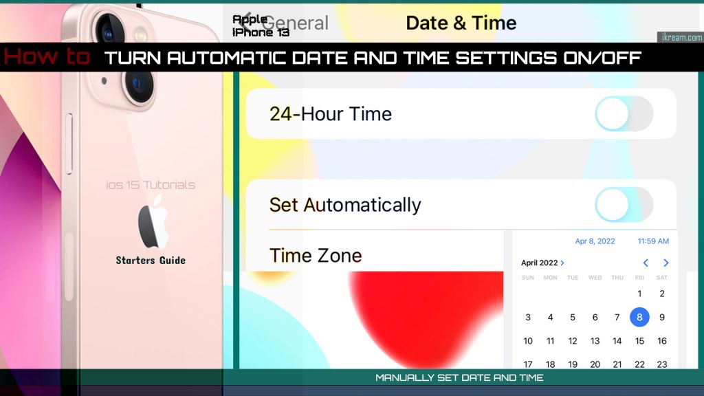 enable disable automatic date time iphone13 MANUAL