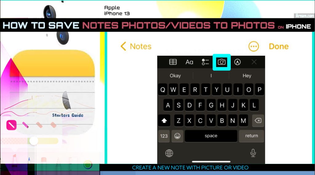 save notes photos videos to photos iphone13 CREATE