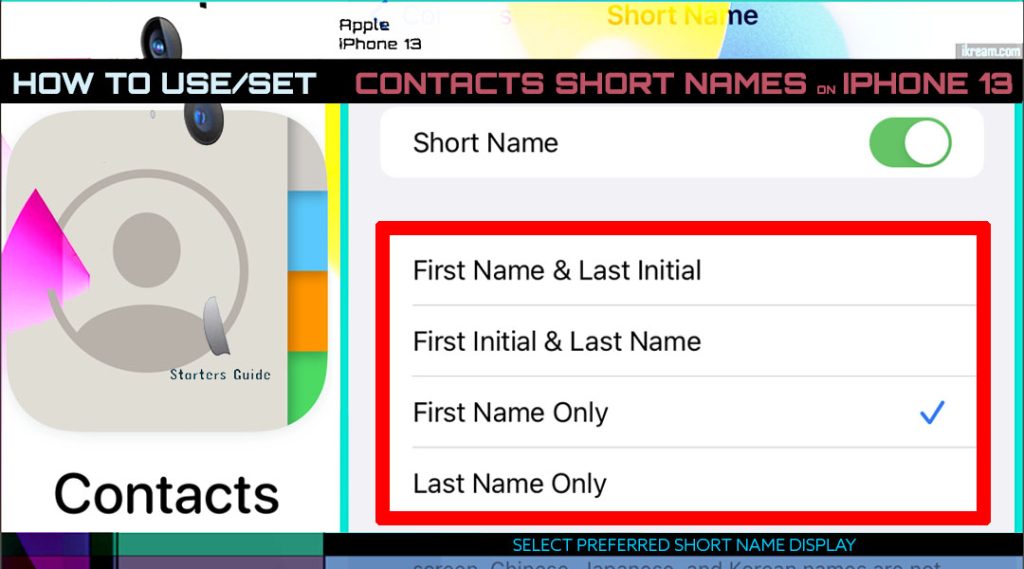 How to Change Contacts Short Name Settings on iPhone 13 5 set contacts short names iphone13 OPTIONS