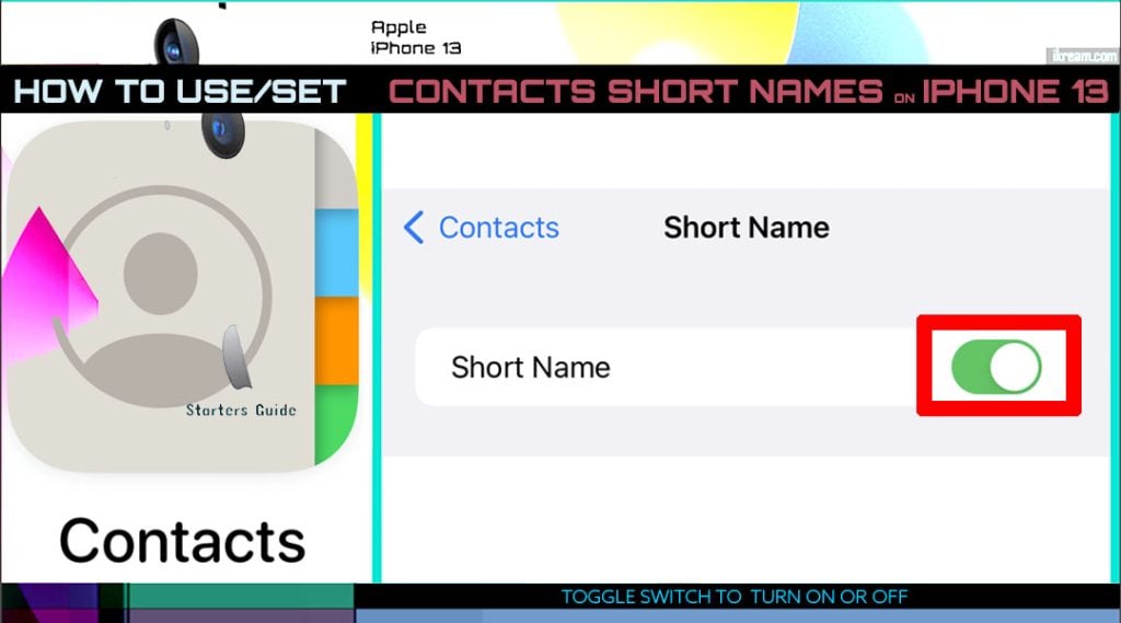 set contacts short names iphone13 SN SWITCH
