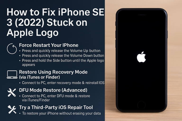 How to Fix iPhone SE 3 (2022) Stuck on Apple Logo