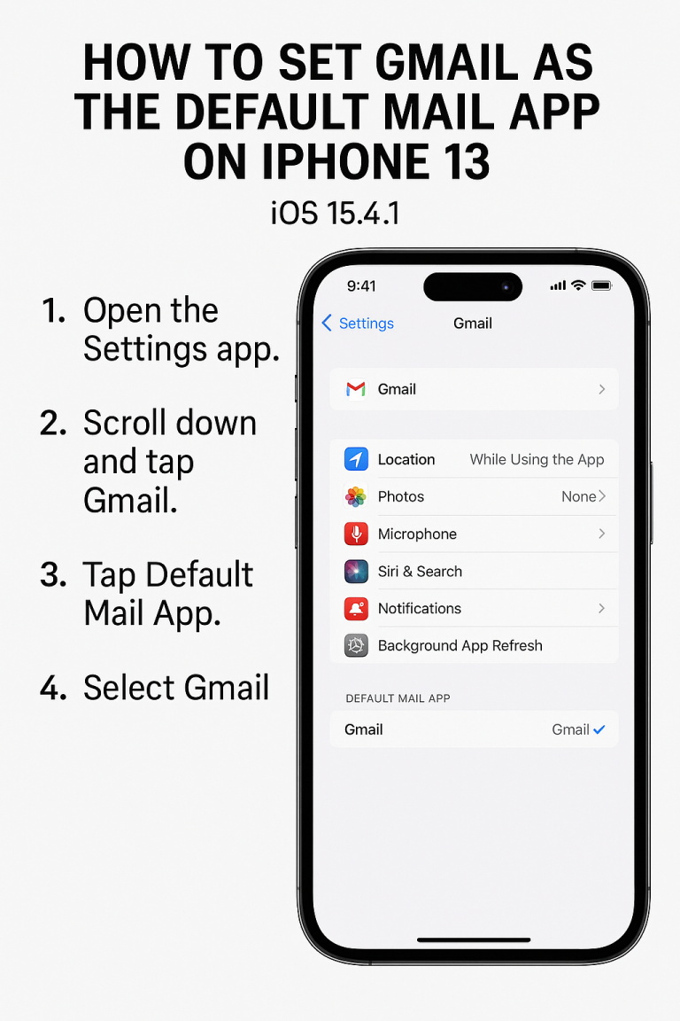How to Set Gmail as the Default Mail App on iPhone 13 (iOS 15.4.1)