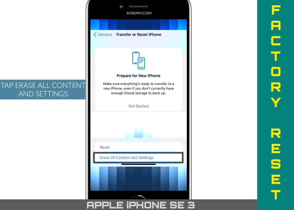 factory reset iphone se3 2022 EACAS