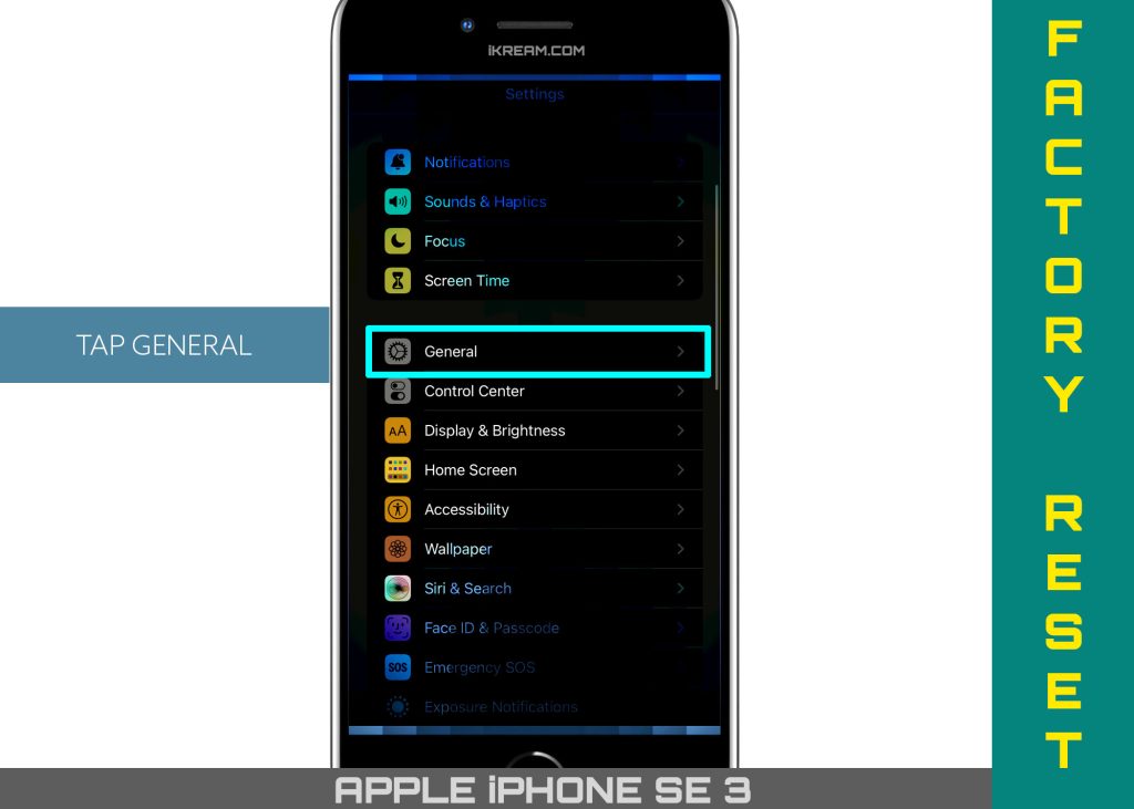 factory reset iphone se3 2022 GENERAL
