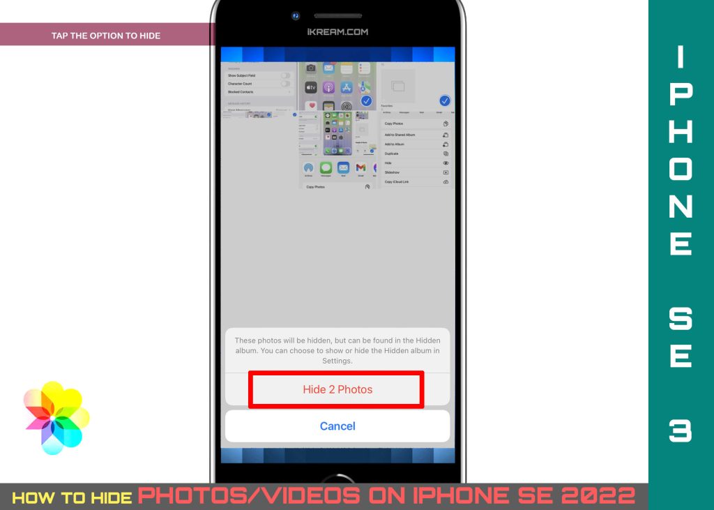 How to Hide a Photo on iPhone SE 3 2022 6 hide photos videos iphone se3 CONFIRM