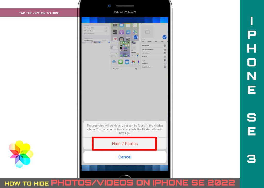 hide photos videos iphone se3 CONFIRM