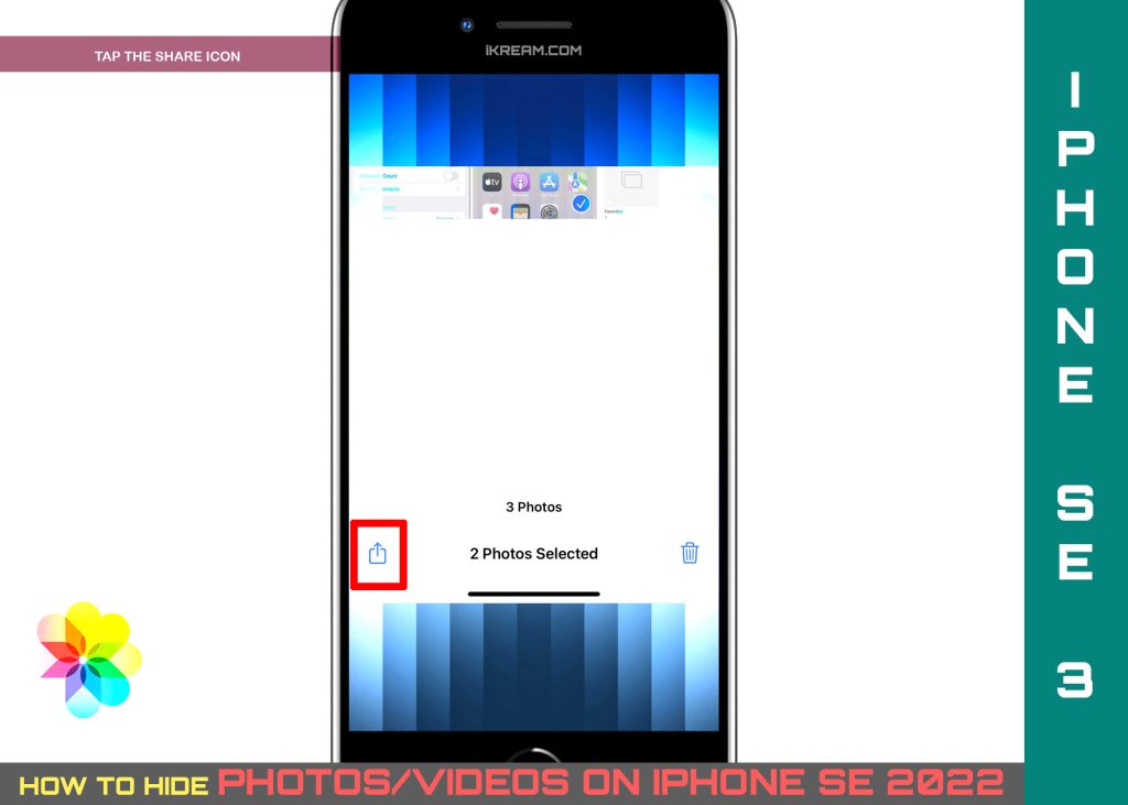 How to Hide a Photo on iPhone SE 3 2022 4 hide photos videos iphone se3 SHARE ICON
