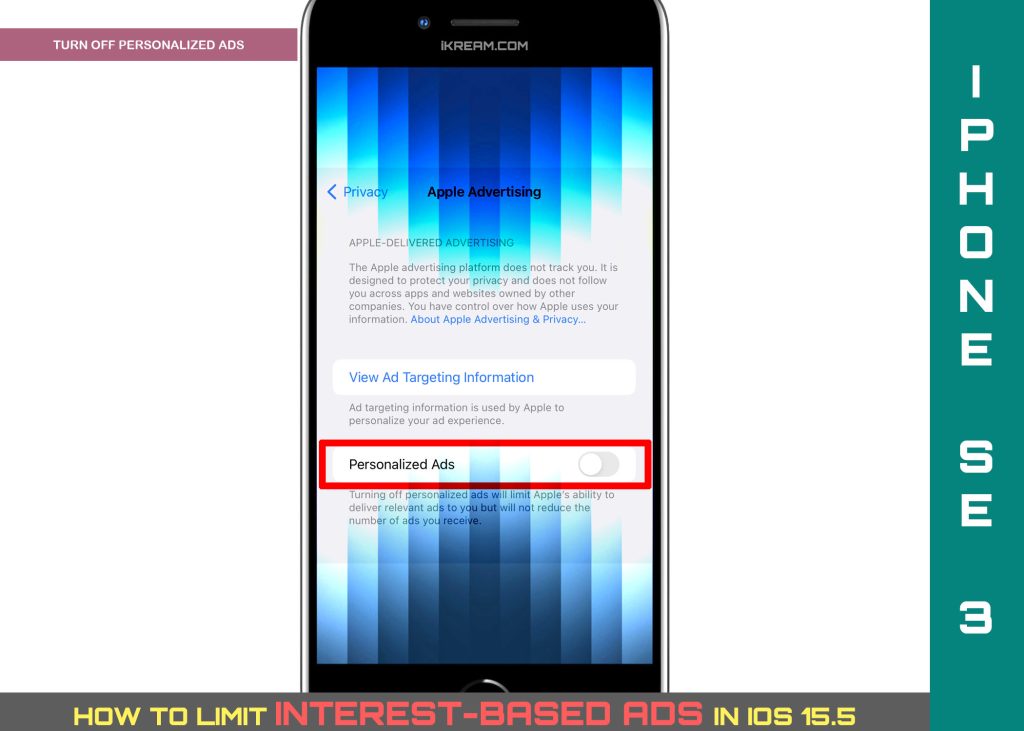 How to Stop/Limit Personalized Ads on iPhone SE 3 (2022) 5 limit personalized ads on iphone se3 OFF
