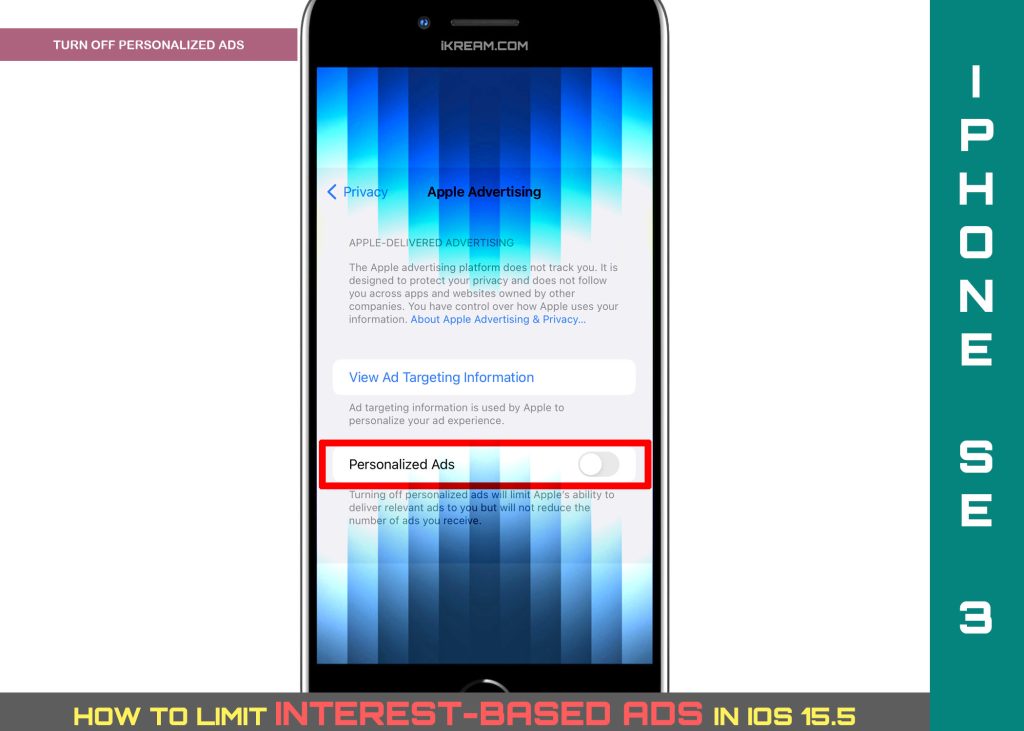 limit personalized ads on iphone se3 OFF