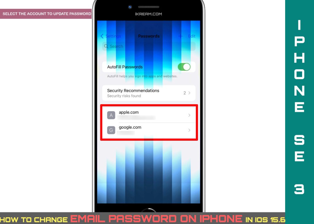 How to Access/Change Email Password on iPhone SE 2022 4 change email password iphone se3 ACCOUNT