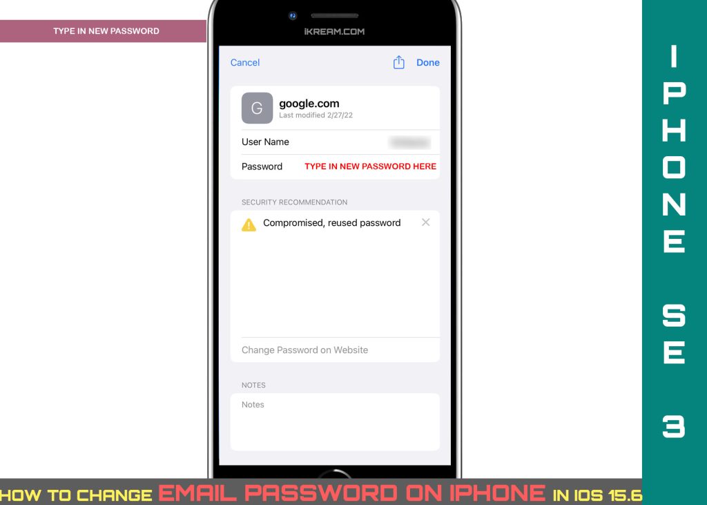 How to Access/Change Email Password on iPhone SE 2022 6 change email password iphone se3 NEW PW
