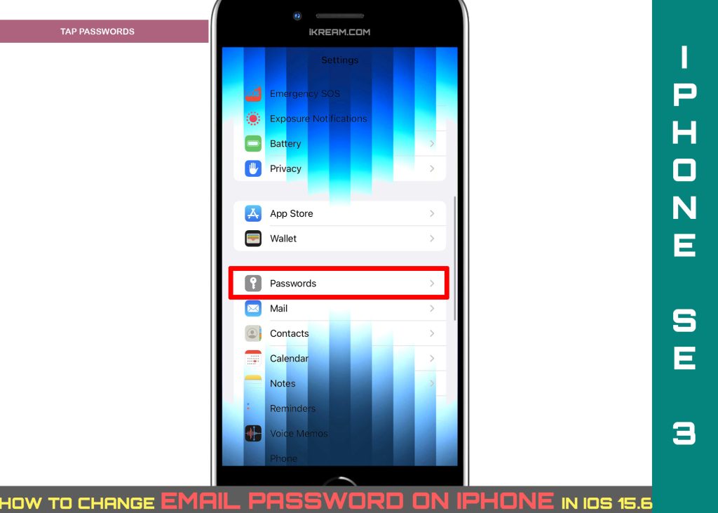 how to find email password on iphone se