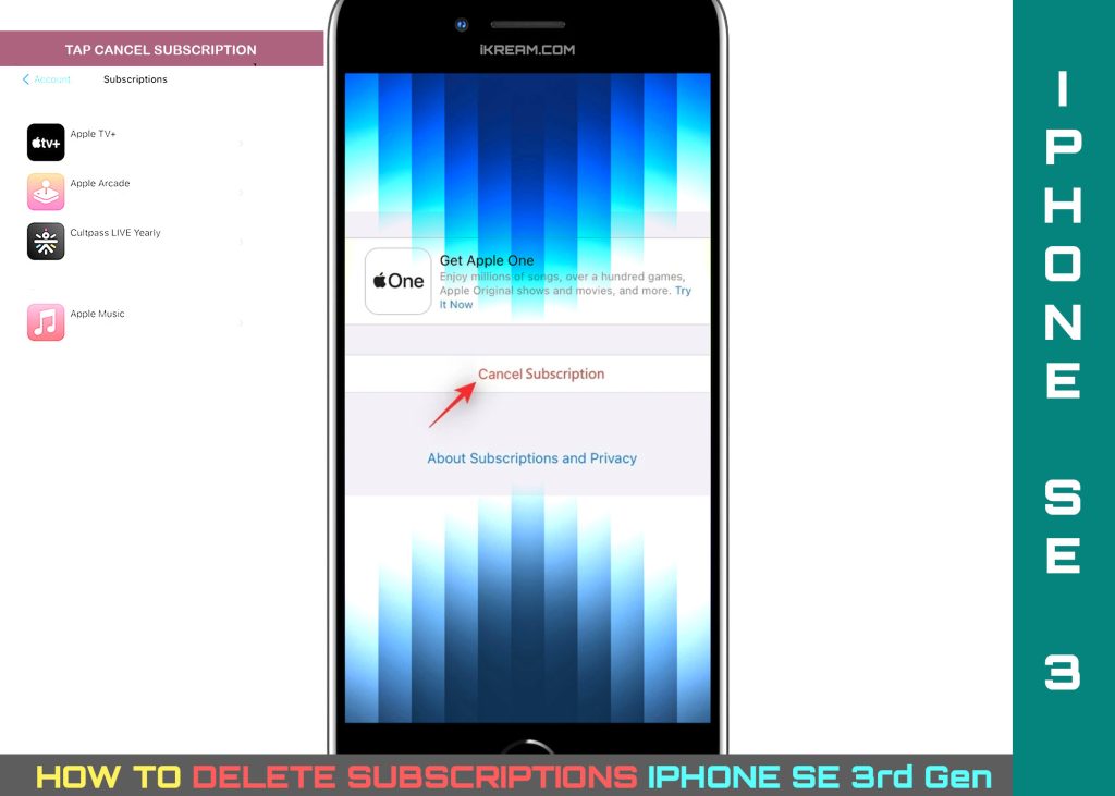 delete subscriptions on iphone se3 CANCEL
