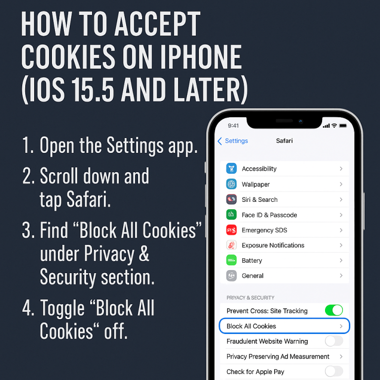 How to Accept Cookies on iPhone (iOS 15.5 and Later)