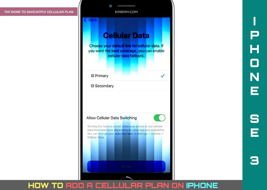 add cellular plan on iphone DONE
