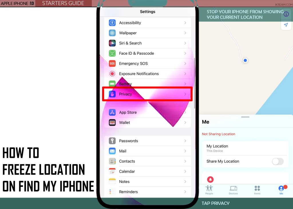 freeze location on find my iphone PRIVACY