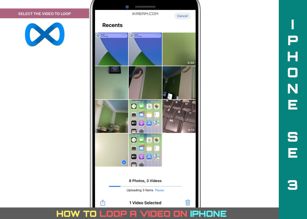loop a video on iphone SELECT