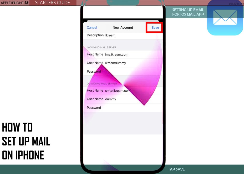 set up mail on iphone SAVE