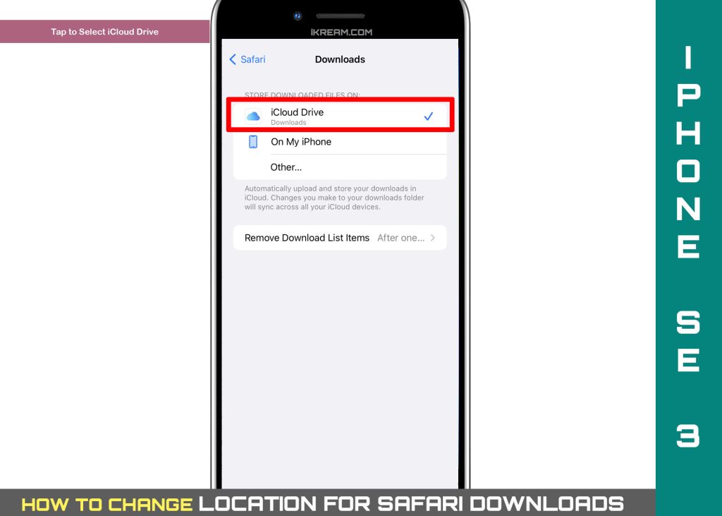 change safari download location on iphone se3 icloud