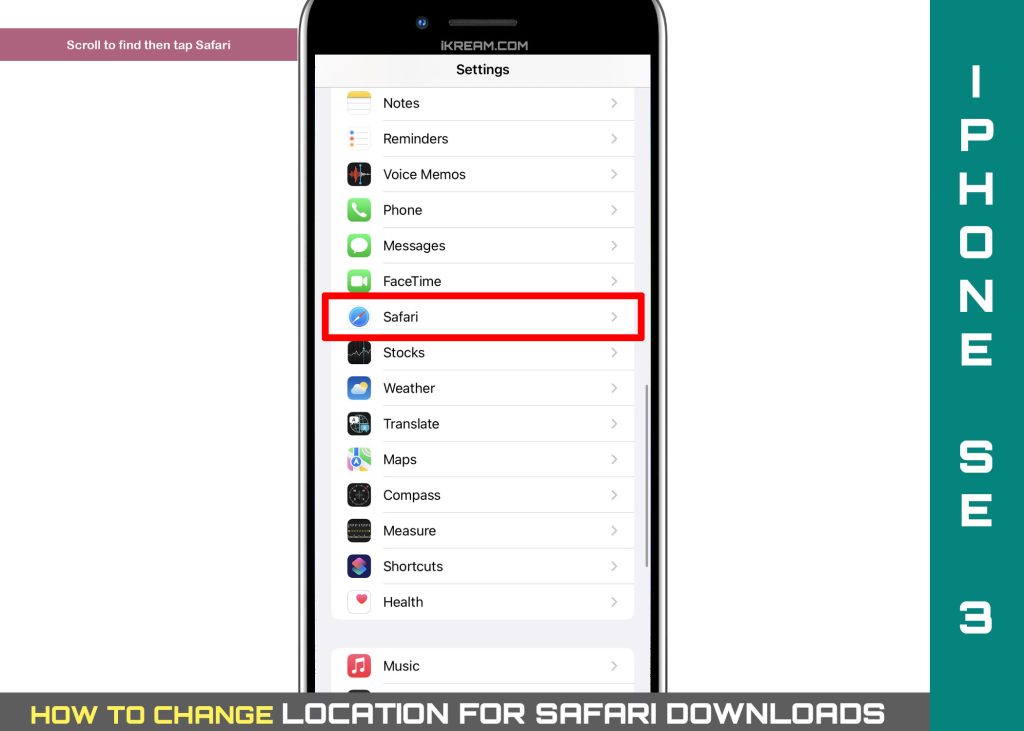 change safari download location on iphone se3 safari